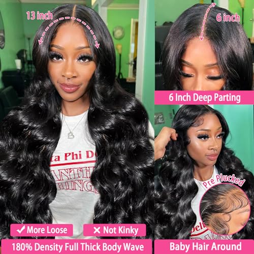 Trilumity 13X6 Hd Transparent Body Wave Human Hair - Natural Black Hair Replacement Wig