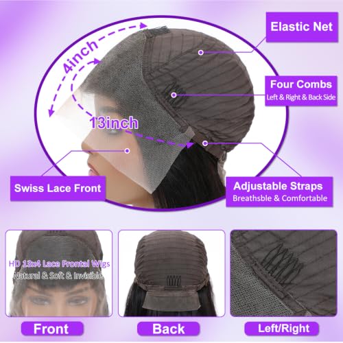 Trilumity 180 Density Glueless Deep Wave Human Hair - Natural Black Hair Replacement Wig