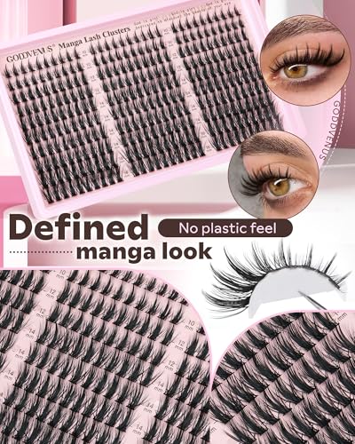 Trilumity Manga Lash Clusters Kit Cat Eye Faux Mink Fiber - Black False Lashes
