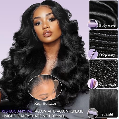 Trilumity 13X6 Hd Transparent Al Body Wave Human Hair - Natural Black Hair Replacement Wig