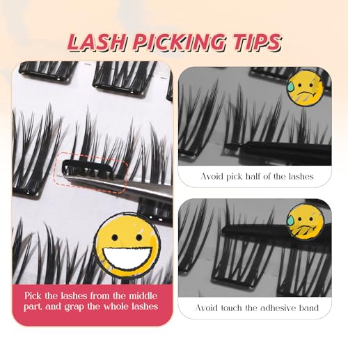 Trilumity Self Adhesive Eyelash Clusters Wispy Faux Mink Fiber - Black False Lashes