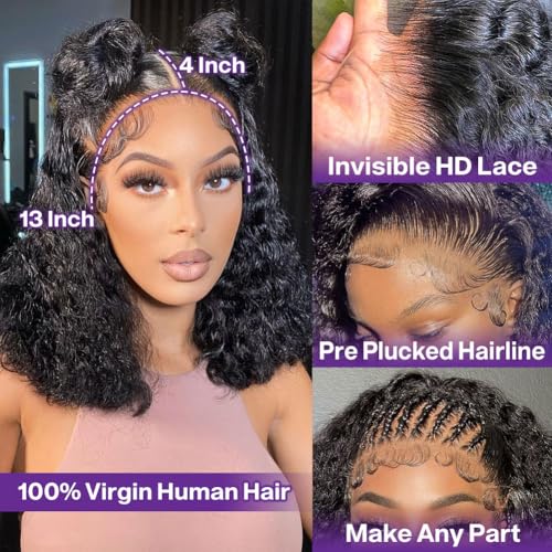 Trilumity Bob 13X4 Hd Bob Deep Wave Human Hair - Natural Black Hair Replacement Wig
