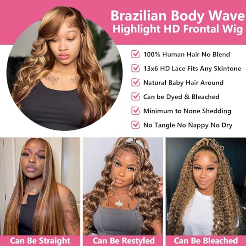 Trilumity Honey Blonde 13X6 Hd Body Wave Human Hair - Honey Blonde Hair Replacement Wig