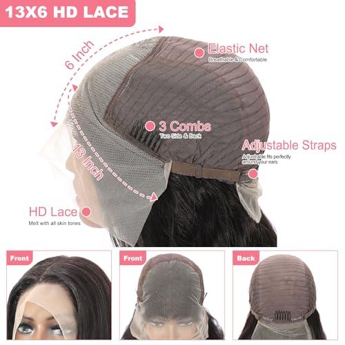 Trilumity 13X6 12A Al Glueless Body Wave 100% Human Hair - Natural Color Hair Replacement Wig