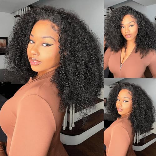 Trilumity Kinky Half Wear Curly Human Hair - Natural Black Hair Replacement Wig