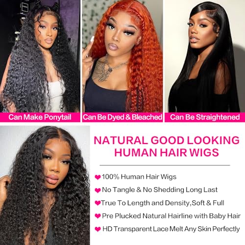 Trilumity 200 Density 13X6 Deep Wave Human Hair - Natural Black Hair Replacement Wig