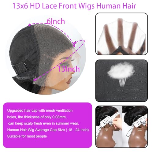 Trilumity 13X6 For Women Body Wave Human Hair - Natural Color Hair Replacement Wig