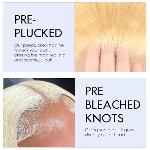 Trilumity 613 Blonde 16A Deep Wave Human Hair - 613 Blonde Hair Replacement Wig