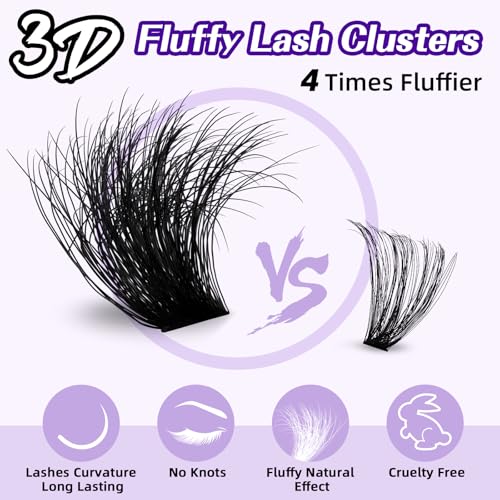 Trilumity Fluffy Lash Clusters Cat Eye Faux Mink Fiber - Black False Lashes