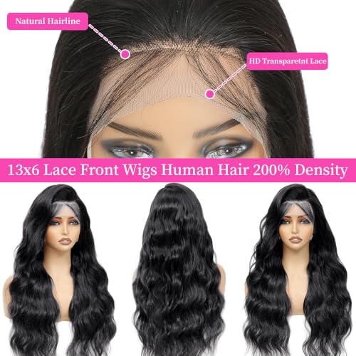 Trilumity 13X6 Real Virgin Invisilbe Body Wave Human Hair - Natural Black Hair Replacement Wig