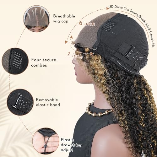 Trilumity 4C Edges Glueless Curly 100% Human Hair - Natural Black Hair Replacement Wig