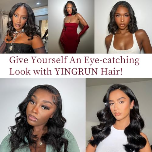 Trilumity Bob 13X4 Lace Hd Body Wave 100% Human Hair - Natural Black Hair Replacement Wig