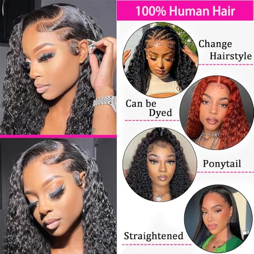 Trilumity 13X6 Front 100% Real Deep Wave Human Hair - Natural Black Hair Replacement Wig
