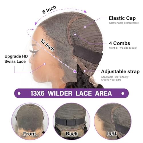 Trilumity 13X6 Front Brazilian 200 Deep Wave Human Hair - Natural Black Hair Replacement Wig