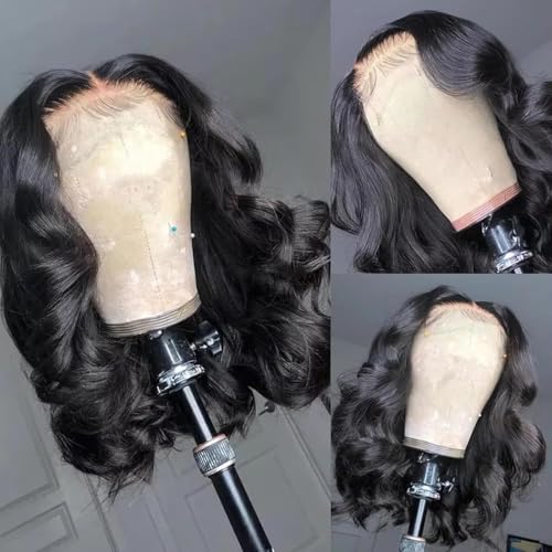 Trilumity 13X6 200 Density Front Body Wave Human Hair - Natural Black Hair Replacement Wig
