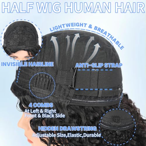 Trilumity Half Burmese With Spiral Curly Human Hair - Natural Color Hair Replacement Wig