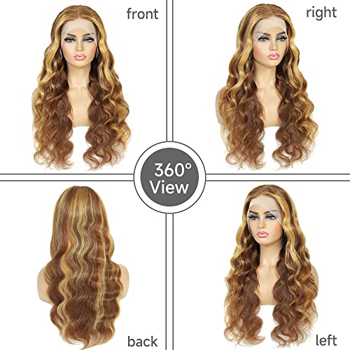 Trilumity Highlight Ombre 4/27 Body Wave Human Hair - Honey Blonde Hair Replacement Wig