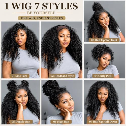 Trilumity Kinky Half 3 In Curly Human Hair - Natural Black Hair Replacement Wig