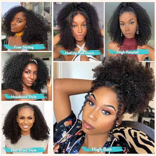Trilumity Kinky Half Wear Curly Human Hair - Natural Black Hair Replacement Wig
