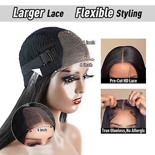 Trilumity Real Wear And Go Straight 100% Human Hair - Natural Black Hair Replacement Wig