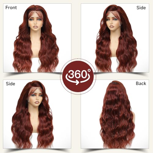 Trilumity Reddish Brown Al 13X4 Body Wave Human Hair - Brown Hair Replacement Wig