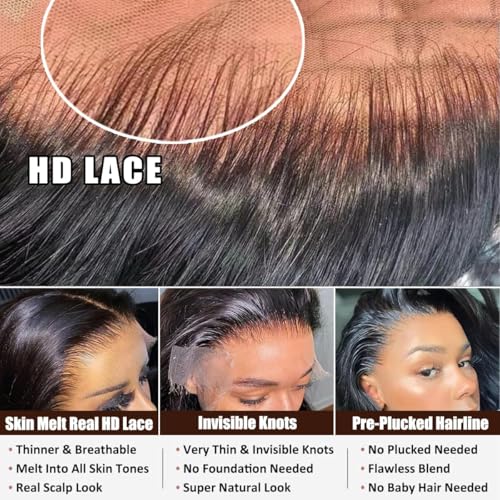 Trilumity Straight 200 Density 13X6 Straight Human Hair - Natural Black Hair Replacement Wig