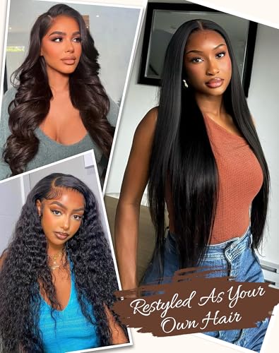 Trilumity 13X6 Straight 200 Density Straight Human Hair - Natural Black Hair Replacement Wig