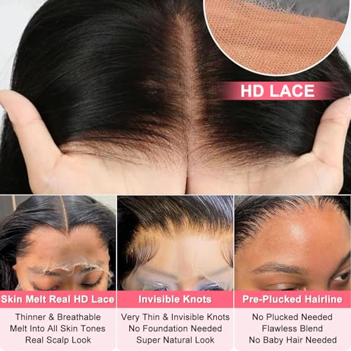 Trilumity 13X6 Bob 200 Density Body Wave Human Hair - Natural Black Hair Replacement Wig