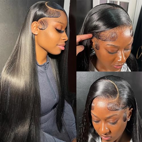 Trilumity Straight 13X6 Front Unprocessed Straight Human Hair - Natural Black Hair Replacement Wig