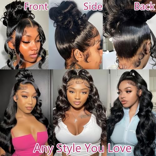 Trilumity 360 Hidden Strap Drawstring Body Wave Human Hair - Natural Black Hair Replacement Wig