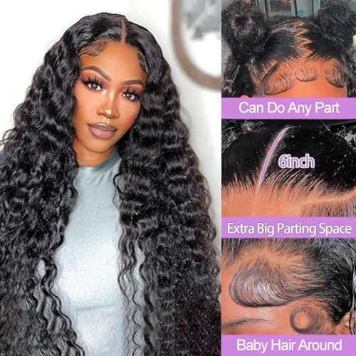 Trilumity With Baby Hair 200 Deep Wave Human Hair - Natural Color Hair Replacement Wig