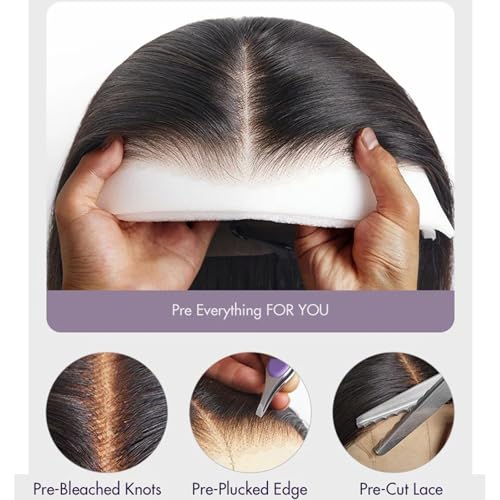 Trilumity 13X6 Front Pre Plcked Deep Wave 100% Human Hair - Natural Black Hair Replacement Wig