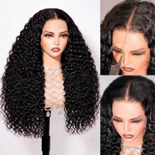 Trilumity 13X6 200 Density Glueless Deep Wave Human Hair - Natural Black Hair Replacement Wig