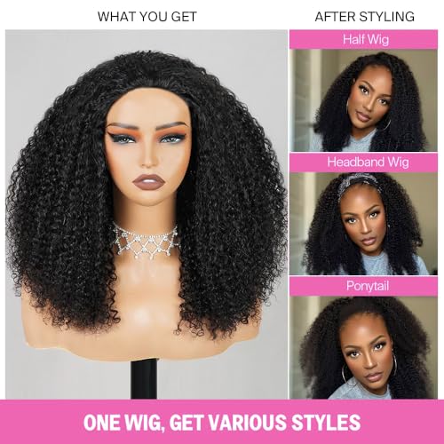 Trilumity Kinky Half Wear Curly Human Hair - Natural Black Hair Replacement Wig