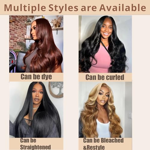 Trilumity Half 3 In 1 Body Wave Human Hair - Natural Black Hair Replacement Wig