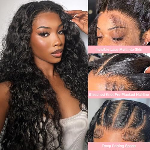 Trilumity 13X6 Hd Full Al Deep Wave 100% Human Hair - Natural Color Hair Replacement Wig