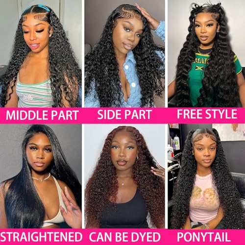 Trilumity 13X6 Transparent Deep Wave Human Hair - Natural Color Hair Replacement Wig