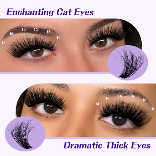 Trilumity Fluffy Lash Clusters Cat Eye Faux Mink Fiber - Black False Lashes