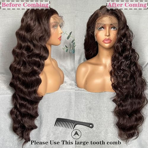 Trilumity Brown 13X6 Al Body Wave Synthetic Fiber - Brown Hair Replacement Wig
