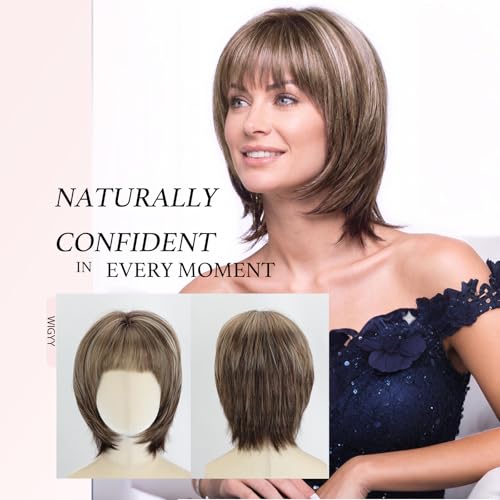 Trilumity Sandy Brown Blonde Bob Synthetic Fiber - Brown Hair Replacement Wig