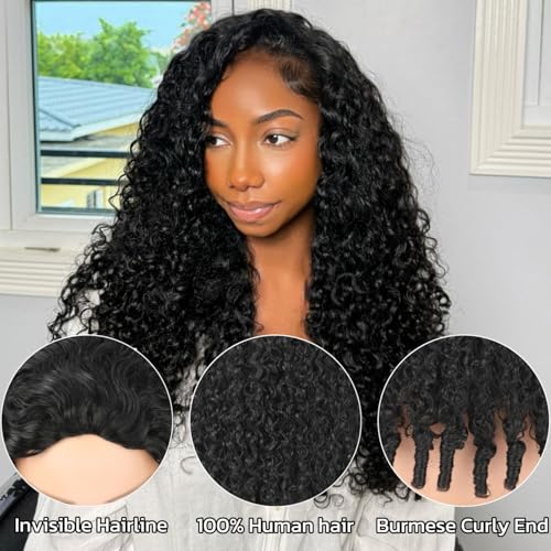 Trilumity Half Burmese With Spiral Curly Human Hair - Natural Color Hair Replacement Wig