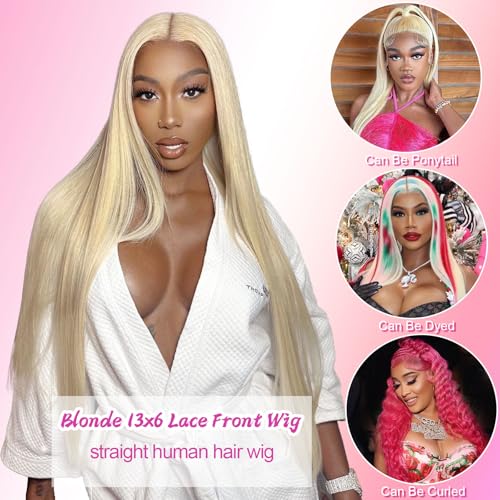 Trilumity 613 200 Density Blonde Straight Human Hair - 613 Blonde Hair Replacement Wig