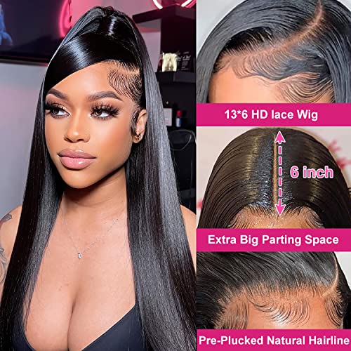 Trilumity Straight 13X6 Front Unprocessed Straight Human Hair - Natural Black Hair Replacement Wig