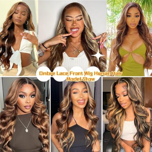 Trilumity Honey Blonde Ombre Body Wave Human Hair - Honey Blonde Hair Replacement Wig