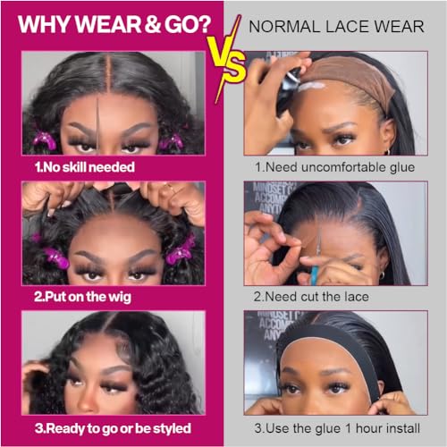 Trilumity Bob Glueless Pre Deep Wave Human Hair - Natural Black Hair Replacement Wig