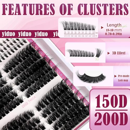 Trilumity Premium 3 Style Clusters Wispy Reusable Faux Mink - Black False Lashes Set