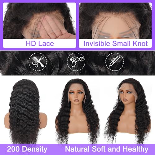 Trilumity City Girl 13X4 Hd Deep Wave Human Hair - Natural Black Hair Replacement Wig