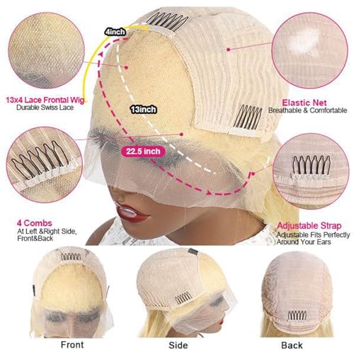 Trilumity Blonde Bob Straight 613 Straight Human Hair - 613 Blonde Hair Replacement Wig