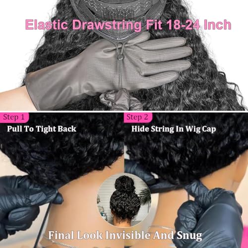 Trilumity Wear And Go Glueless Deep Wave Human Hair - Natural Black Hair Replacement Wig