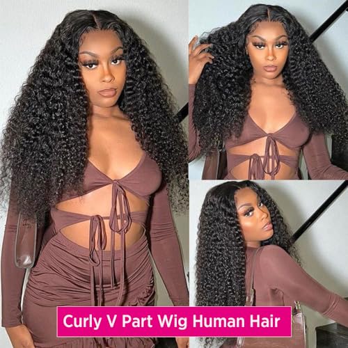 Trilumity V Part No Curly Human Hair - Natural Color Hair Replacement Wig